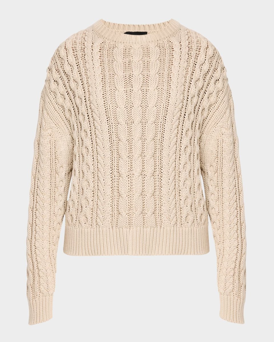 Rory Cable Open-Weave Cotton Sweater